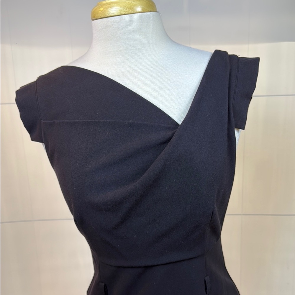 Emma & Michele Black Asymmetrical Sheath Dress, - Picture 2 of 4